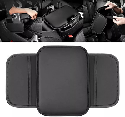 Naitrafall Car Armrest Cushion Elbow Support, Leather Arm Rest Pad With Storage Pockets Car Armrest Pad Cushion