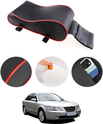 RKPSP Black with Red Piping PU Leather/Memory Foam Armrest Cushion Pad with Pocket-085 Car Armrest Pad Cushion