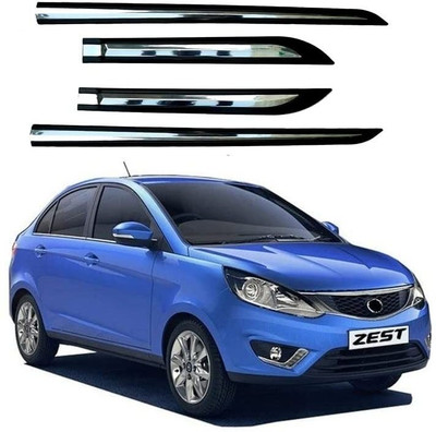 CARSHADE Half Chrome Side Beading Side Cladding Protector For Tata Zest Set of 4 Car Beading Roll For Door(5 m)