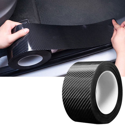 ZESTAN Carbon Fiber Style Waterproof Car Seal Strip Door Edge Cover Guard Anti-Scratch Door Sill Plate
