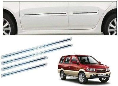 CARSHADE Cars Chevrolet Tavera Car White Side Beading with Chrome Line Set of – 4 Car Beading Roll For Door(5 m)