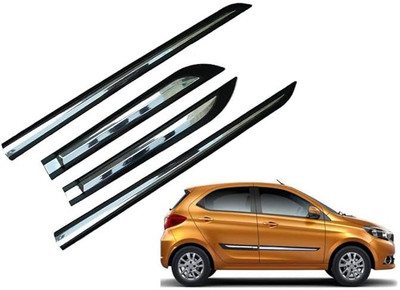 CARSHADE Half Chrome Side Beading Side Cladding Protector For Tata Tiago Set of 4 Car Beading Roll For Door(5 m)