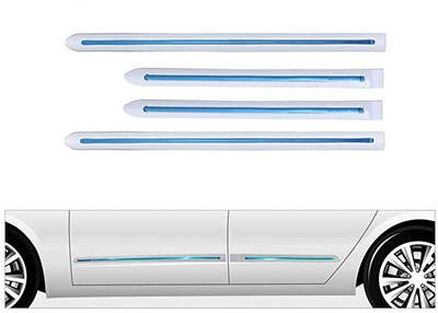 CARSHADE White with Chrome strip Side Beading Protector for MARUTI wagonr ALL Model Car Beading Roll For Door(5 m)