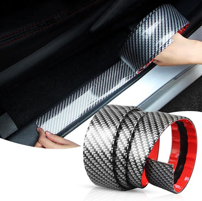 carfrill Car Carbon Fiber Door Sill Decorative Strip Anti-Collision Protection Strip Car Beading Roll For Door, Trunk, Grill and Garnish Cover(5 m)