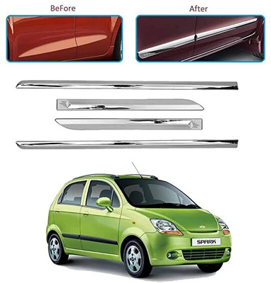 CARSHADE Full chrome side beading Moulding Compatible for model Chrome Chevrolet Spark Side Garnish