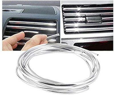 AutoBizarre 3 Meter AC Vent/Car Edges Chrome Styling Edge Guard Car Beading Roll For Door, Grill and Garnish Cover(4 m)