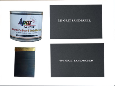 apar 1K Acrylic Car Putty & Body Filler Grey-250 gms, with Spatula, P320 & P600 Car Body Filler Putty