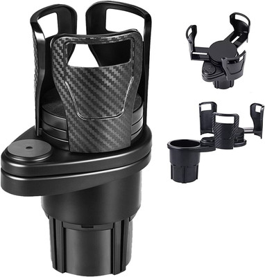 Rexmon Dual Car Cup Holder Expander with Adjustable Base, 360 Degree Rotatable Base Car Bottle Holder(Plastic)