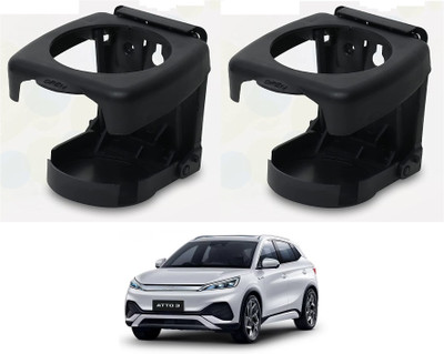 KOZDIKO BLACK DRINK HOLDER SET OF 2 PCS COMPATIBILE WITH BYD ATTO 3 Car Bottle Holder(Plastic)