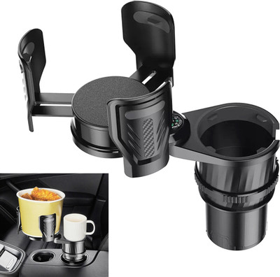 AVX AUTO Car Multifunctional Retractable Rotating Bottle and Cup Holder with Compass - Car Bottle Holder(Plastic)