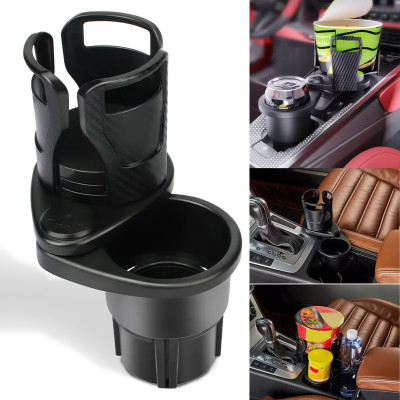 Robustt Dual Car Cup Holder Expander with Adjustable Base,360 Degree Rotatable Pack of 1 Car Bottle Holder(Plastic)