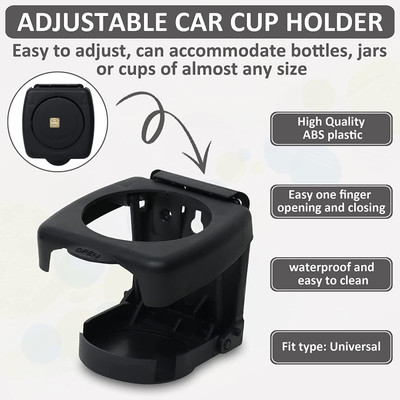 AIRSKY Foldable Car Drink/Bottle Holder For All Cars (Black) Car Bottle Holder(Plastic)