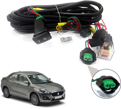 AUTO PEARL Wire kit with socket, relay, & switch for Dzire 2020 onwards Car Bulb Holder(Pack of2)