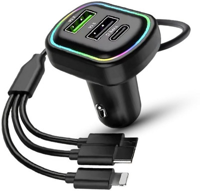 Chaebol 48 W Qualcomm 3.0 Turbo Car Charger(Black, With USB Cable)