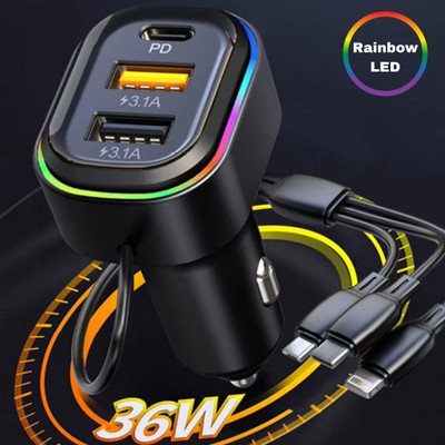 Chaebol 48 W Qualcomm 3.0 Turbo Car Charger(Black, With USB Cable)