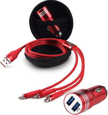 CIHROX 61.2 W Qualcomm 3.0 Turbo Car Charger(Red, With USB Cable)