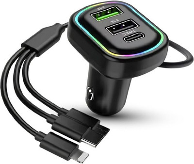Chaebol 48 W Qualcomm 3.0 Turbo Car Charger(Black, With USB Cable)