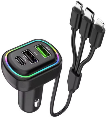 Chaebol 48 W Qualcomm 3.0 Turbo Car Charger(Black, With USB Cable)