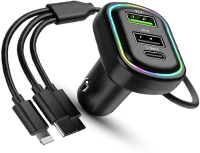 Chaebol 48 W Qualcomm 3.0 Turbo Car Charger(Black, With USB Cable)