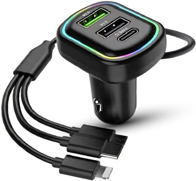 Chaebol 48 W Qualcomm 3.0 Turbo Car Charger(Black, With USB Cable)