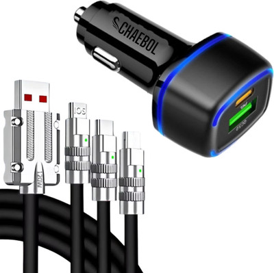 Chaebol 35 W Qualcomm 3.0 Turbo Car Charger(Black, With USB Cable)