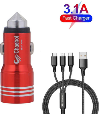 Chaebol 61.2 W Qualcomm 3.0 Turbo Car Charger(Red, Black, With USB Cable)