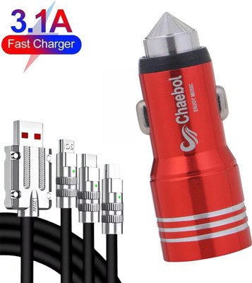 Chaebol 61.2 W Qualcomm 3.0 Turbo Car Charger(Red, Black, With USB Cable)