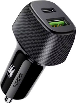 Chaebol 38 W Qualcomm 3.0 Turbo Car Charger(Black, With USB Cable)