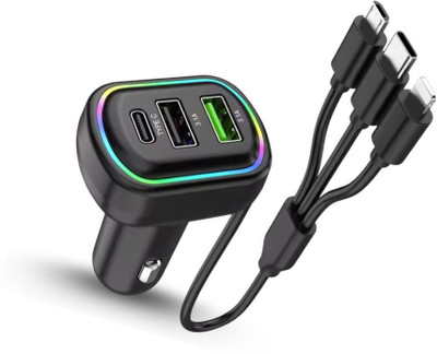 Chaebol 48 W Qualcomm 3.0 Turbo Car Charger(Black, With USB Cable)