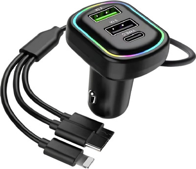 Chaebol 48 W Qualcomm 3.0 Turbo Car Charger(Black, With USB Cable)
