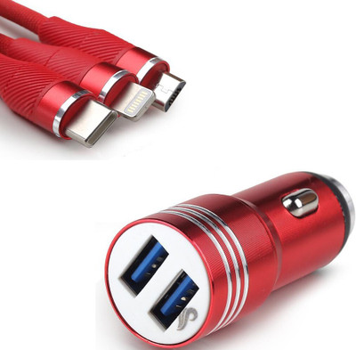 CIHROX 25.5 W Qualcomm 3.0 Turbo Car Charger(Red, With USB Cable)