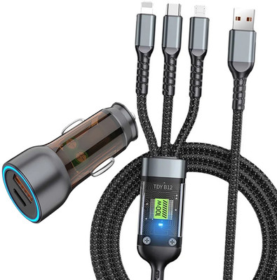 Chaebol 61.2 W Qualcomm 3.0 Turbo Car Charger(Black, With USB Cable)