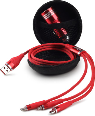 CIHROX 25.5 W Qualcomm 3.0 Turbo Car Charger(Red, With USB Cable)
