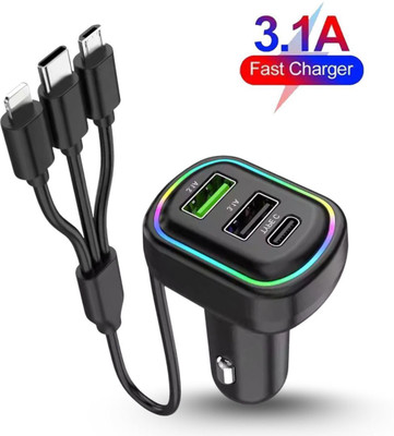 Chaebol 48 W Qualcomm 3.0 Turbo Car Charger(Black, With USB Cable)