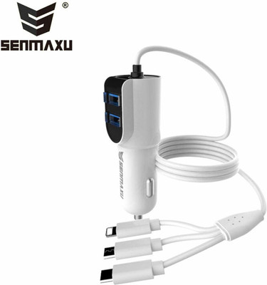 Senmaxu 15 W Turbo Car Charger(White, With USB Cable)