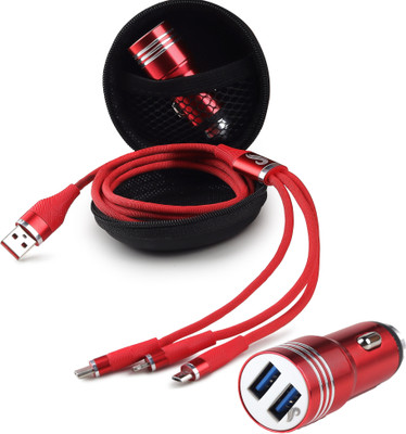 Chaebol 25.5 W Qualcomm 3.0 Turbo Car Charger(Red, With USB Cable)