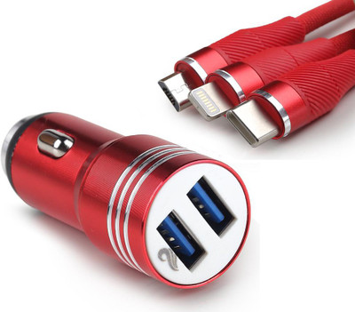 CIHROX 61.2 W Qualcomm 3.0 Turbo Car Charger(Red, With USB Cable)