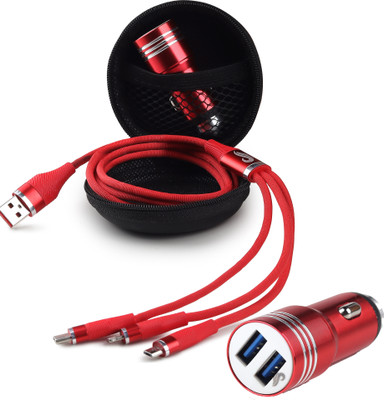 Chaebol 25.5 W Qualcomm 3.0 Turbo Car Charger(Red, With USB Cable)