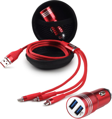 CIHROX 61.2 W Qualcomm 3.0 Turbo Car Charger(Red, With USB Cable)