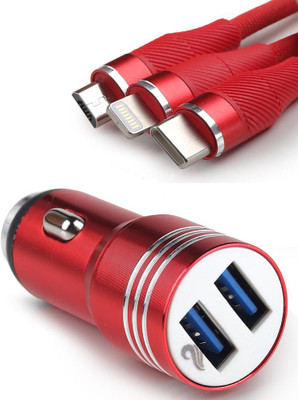 Chaebol 25.5 W Qualcomm 3.0 Turbo Car Charger(Red, With USB Cable)