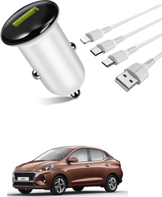 AuTO ADDiCT 25.5 W Qualcomm 3.0 Turbo Car Charger(White, With USB Cable)