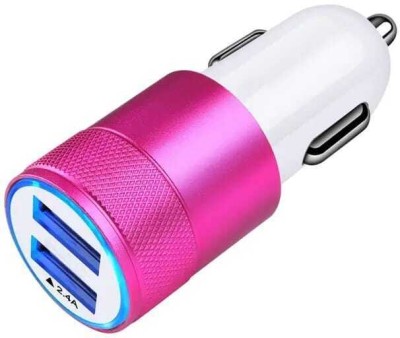 WRENS 2.1 Amp Qualcomm Certified Turbo Car Charger(White, Pink)