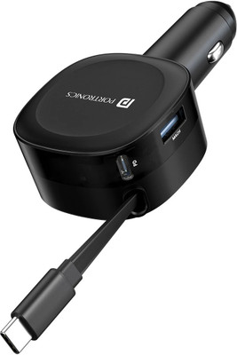Portronics 60 W Turbo Car Charger(Black, With USB Cable)
