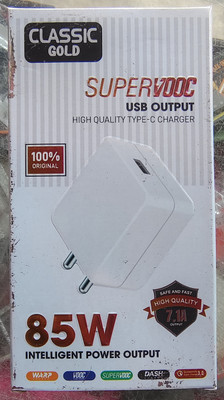 Classicgold 85 W Qualcomm Certified Turbo Car Charger(White, With USB Cable)