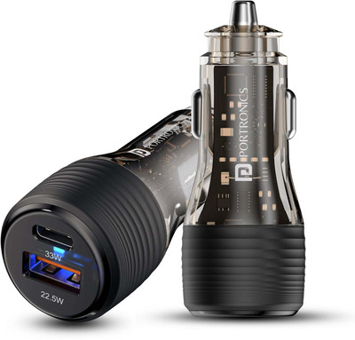 Portronics 33 W Qualcomm Certified Turbo Car Charger(Black)