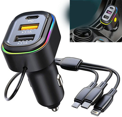 Huntindia 48 W Turbo Car Charger(Black, With USB Cable)