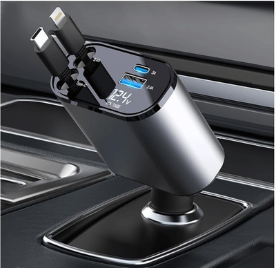 sickle 120 W Turbo Car Charger(Grey, With USB Cable)