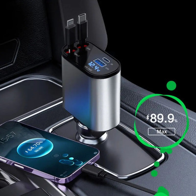 Ezerio 120 W Qualcomm Certified Turbo Car Charger(Black, With USB Cable)