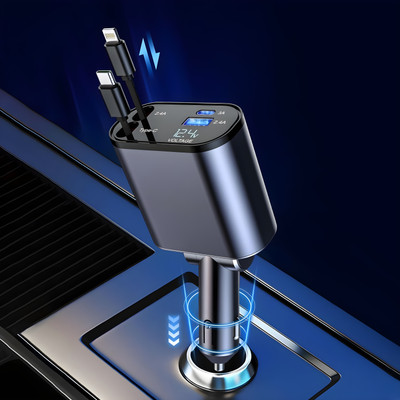 Ezerio 120 W Qualcomm Certified Turbo Car Charger(Black, With USB Cable)