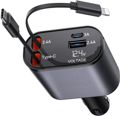 RHONNIUM 3 Amp Turbo Car Charger(Black, With USB Cable)